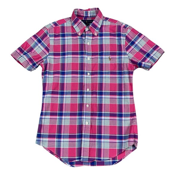 Ralph Lauren Mens Slim Fit Colorful Plaid Flesh Pony Button Down Shirt Sz Small - Picture 1 of 6